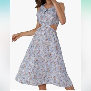Floral Floral Cutout Sleeveless Midi Dress - M